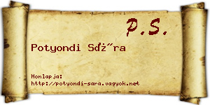 Potyondi Sára névjegykártya