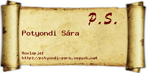 Potyondi Sára névjegykártya
